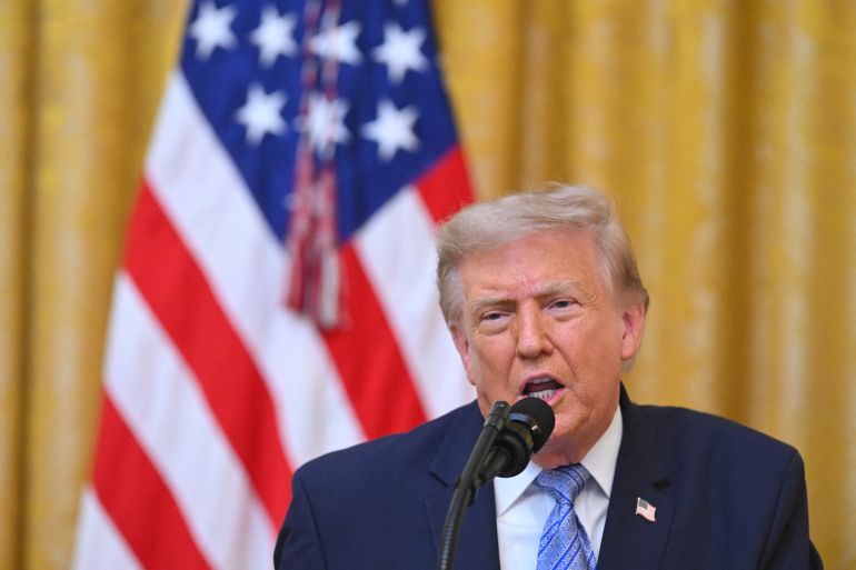 WASHINGTON, D.C. - JULY 16: U.S. President Donald Trump addresses the nation from the East Room of the White House on July 16, 2026 in Washington, DC. Trump is expected to speak on election security. Saul Loeb/Pool - Getty Images/AFP (Photo by POOL / GETTY IMAGES NORTH AMERICA / Getty Images via AFP)