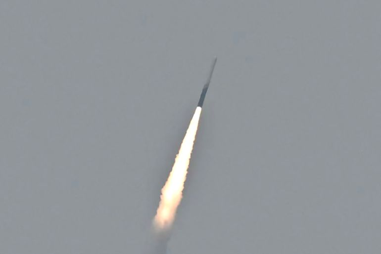 India's Skyroot Aerospace orbital rocket Vikram-1 blasts off from the Satish Dhawan Space Centre in Andhra Pradesh's Sriharikota on July 18, 2026. (Photo by R.Satish BABU / AFP)