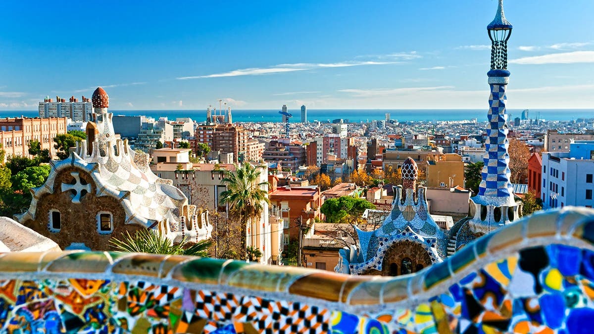 The Barcelona, Spain skyline.
