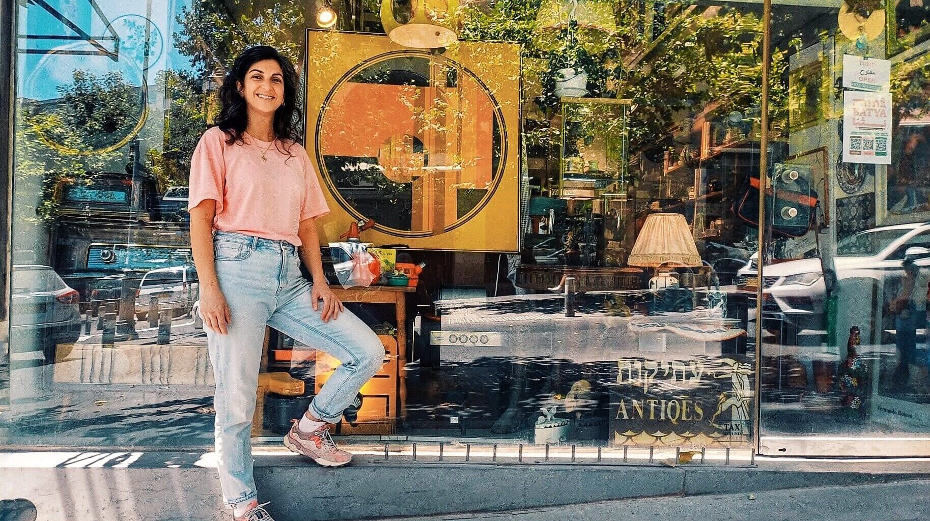 Batya 'Betty' Ezri stands in front of Batya Vintage House on Shlomzion HaMalka, 2026. (Gabi Nissan)