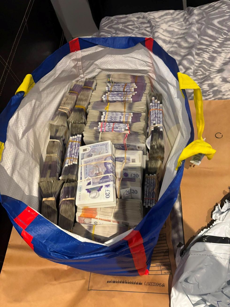 Cash in a plastic bag at a south London property