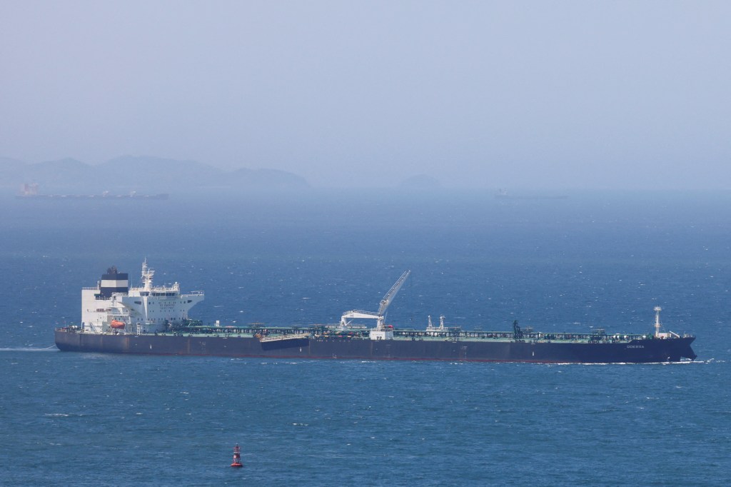 Crude oil tanker Odessa carrying UAE crude navigates waters at Daesan port.