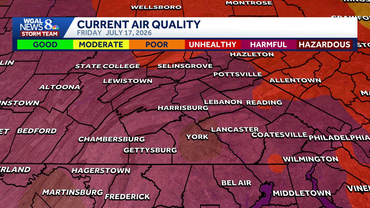 Code Purple air quality alert in effect as Canadian wildfire smoke spreads across Pa.