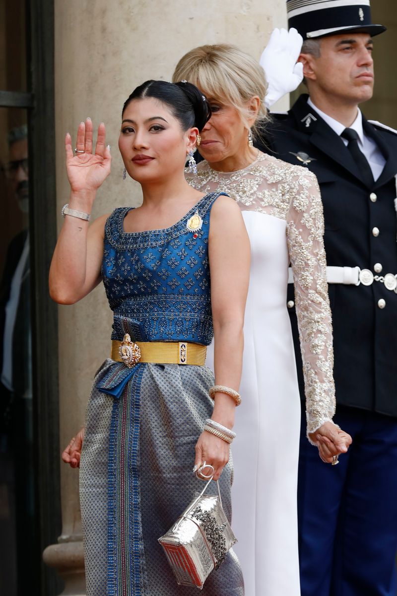 Princess Sirivannavari accompanies King Rama X and Queen Suthida throughout the official events in Paris.