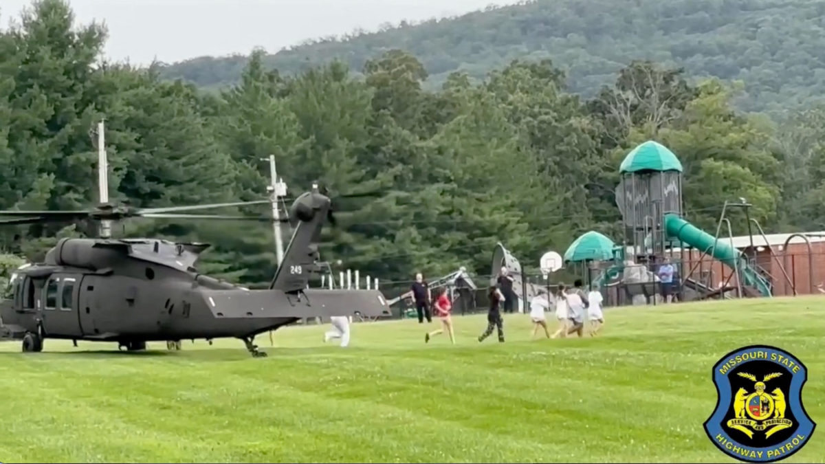 Video showed a dramatic Black Hawk rescue amid flooding in Missouri.