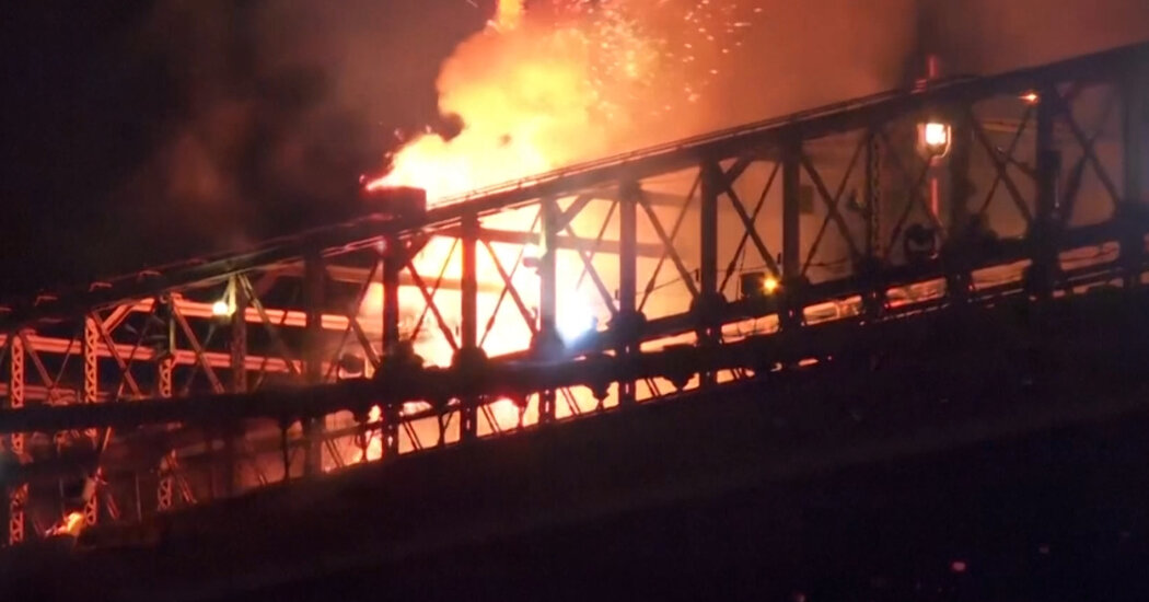 The Brooklyn Bridge Briefly Catches Fire During a Fireworks Display