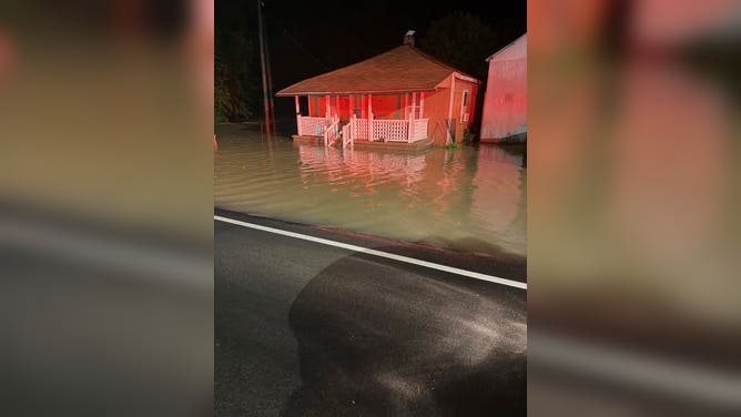 Homes were flooded in Annapolis, Missouri, early Friday as creek waters washed over local roads and bridges.