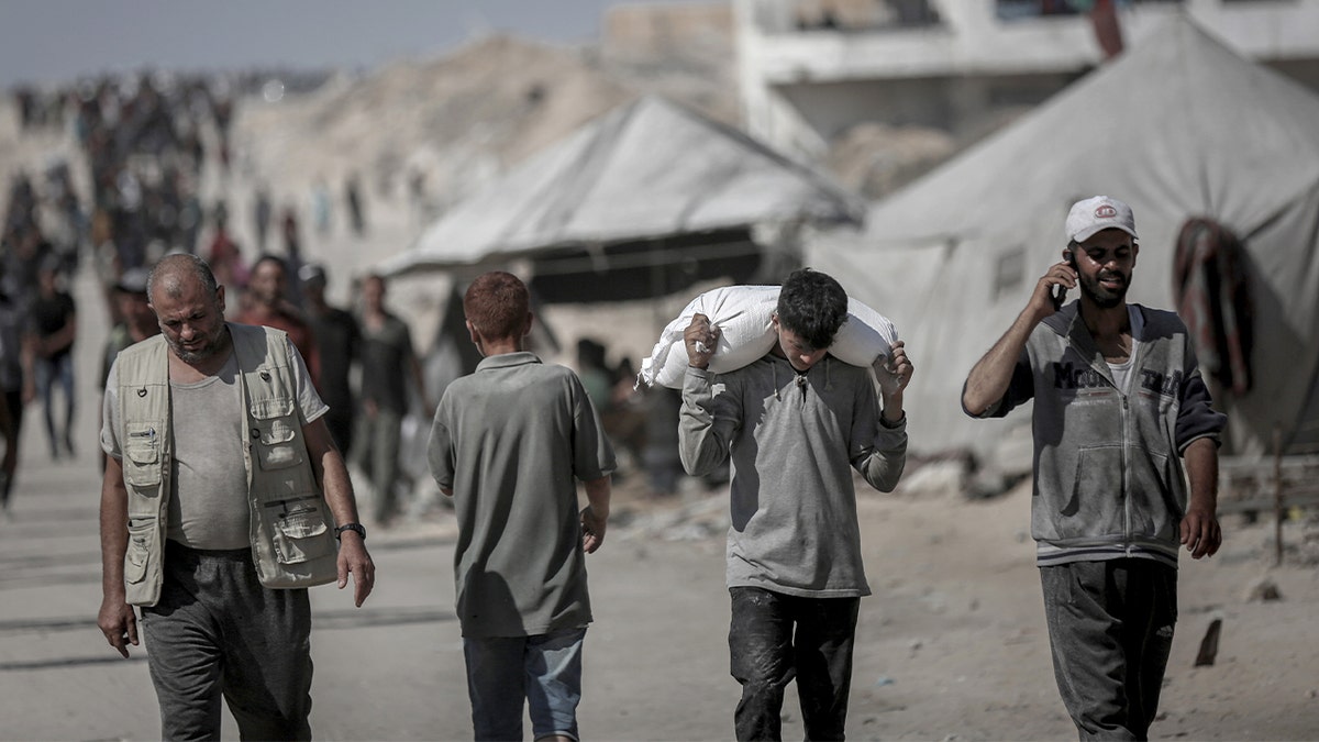 Palestinians collecting aid in Gaza