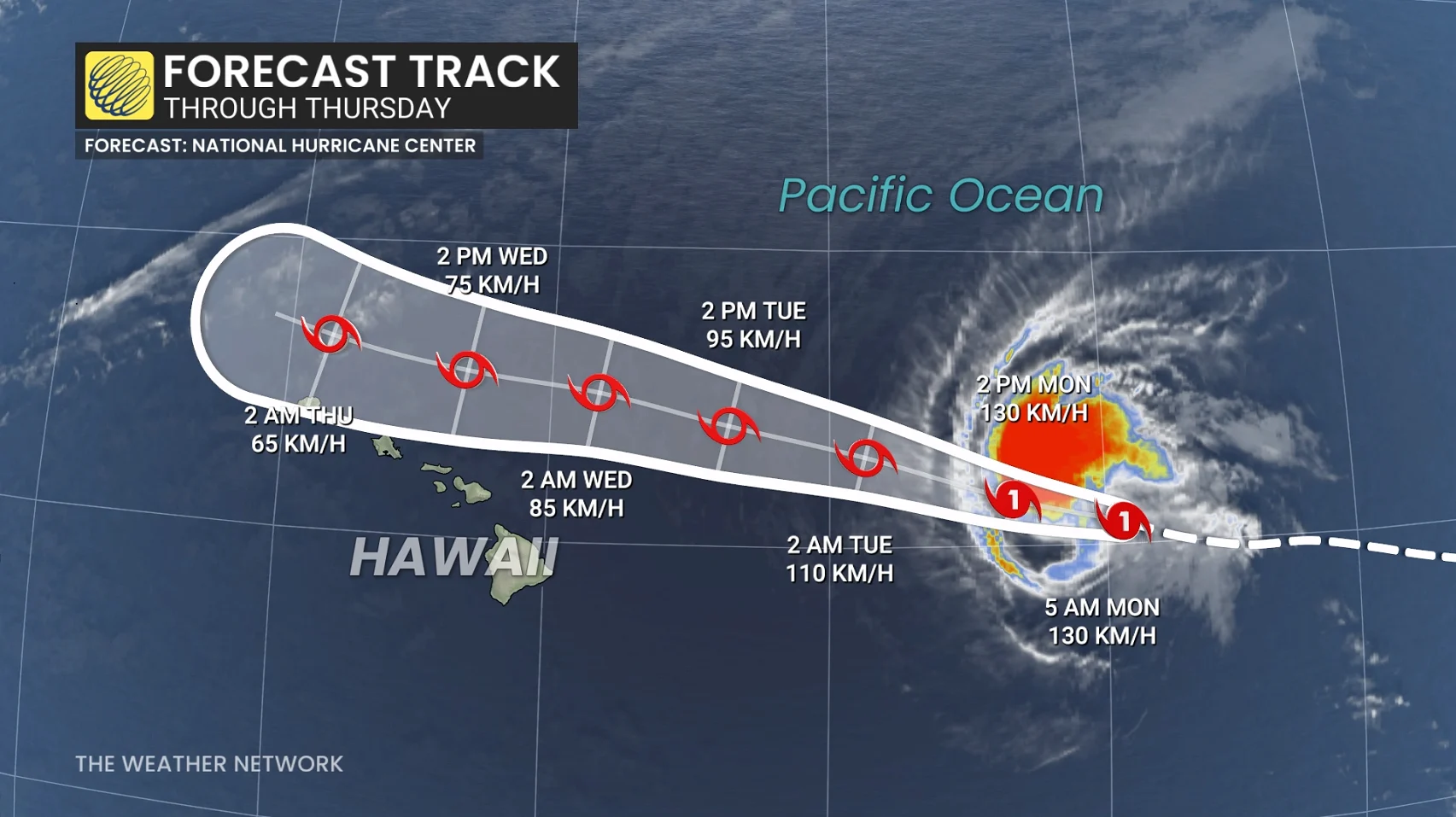 Hurricane, Genevieve, Hawaii, Storm, Flood, Rain, Wind, July 27, 2026. (The Weather Network)