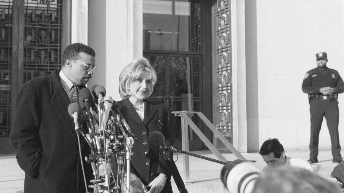 Monica Lewinsky's mom outside court in 1998