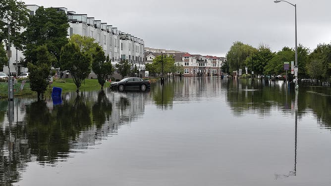 DEAL, NEW JERSEY, US - JULY 6: A view of flooded streets after heavy rain in Deal, New Jersey, on Monday, July 6, 2026.