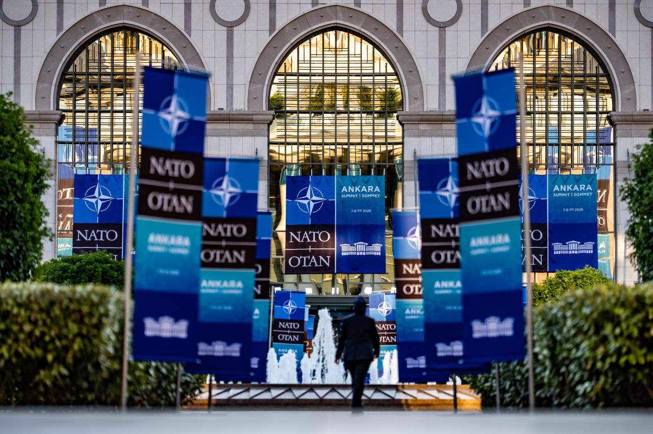 A view of the Presidential Palace, the venue for the NATO Summit, the meeting of the North Atlantic Council at the level of heads of state and government, in Ankara, Turkey, on Wednesday.