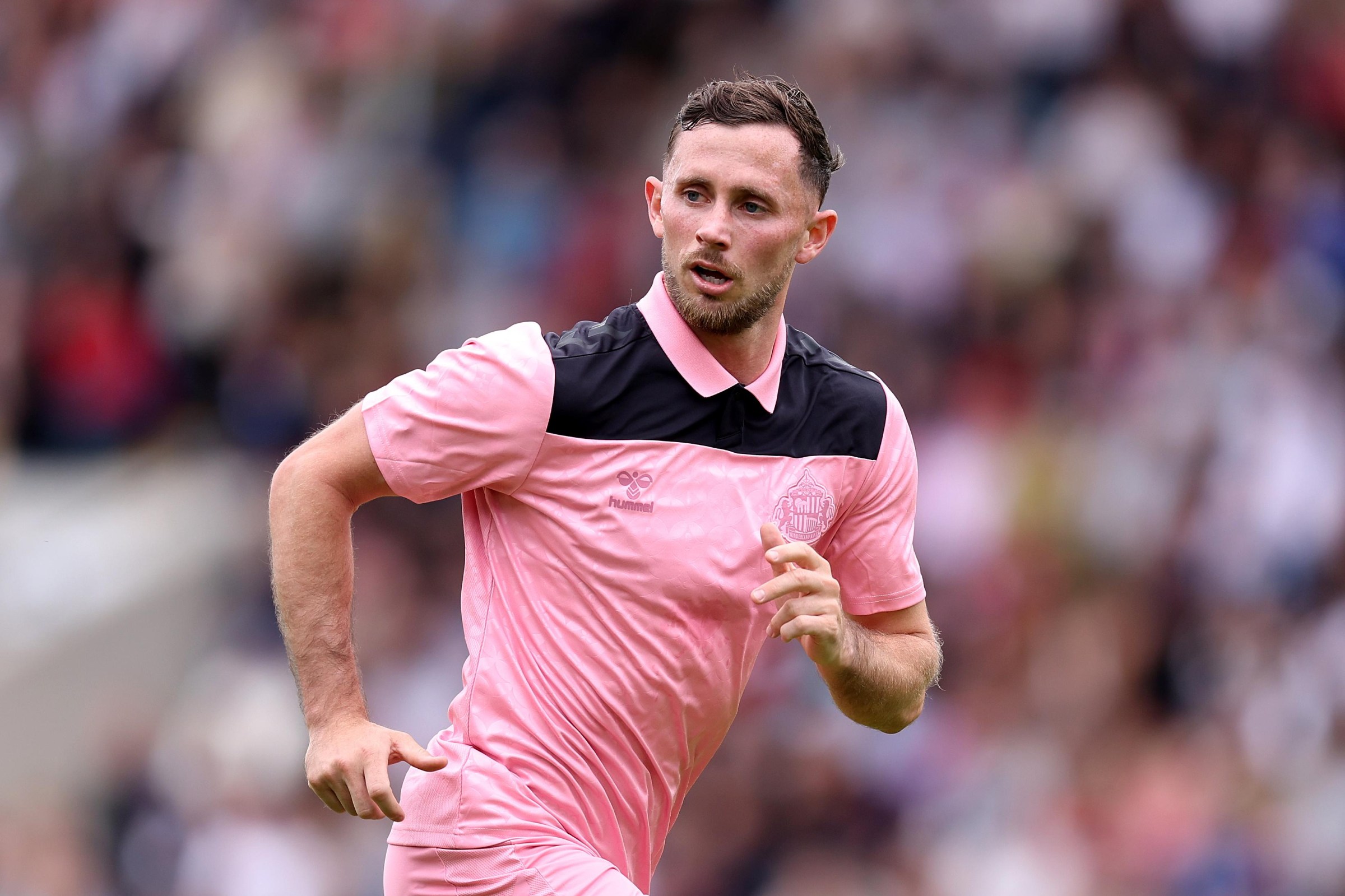 YORK, ENGLAND - JULY 18: Alan Browne of Sunderland looks on during the Pre-season friendly match between York City and Sunderland at LNER Community Stadium on July 18, 2026 in York, England. (Photo by George Wood/Getty Images)