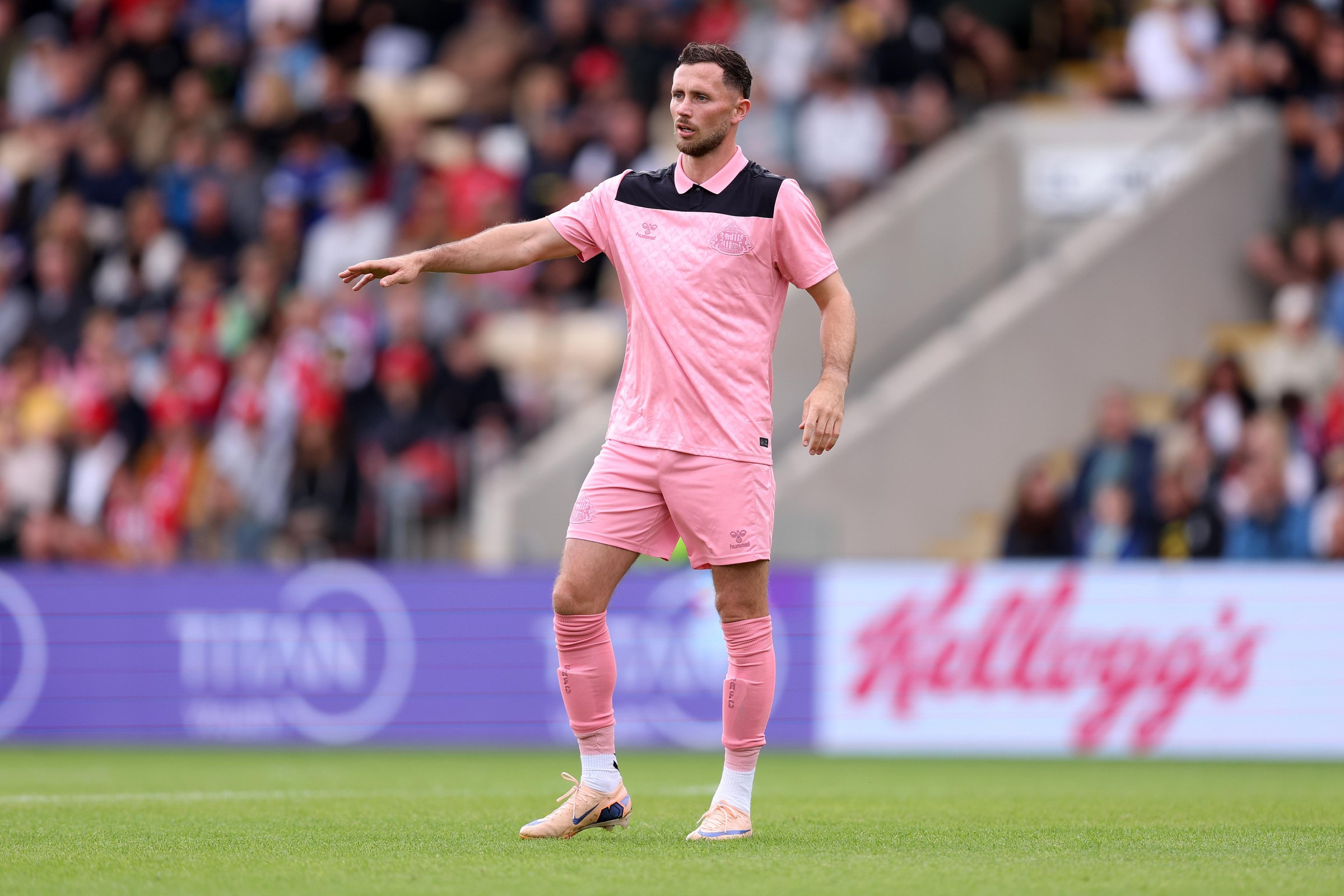YORK, ENGLAND - JULY 18: Alan Browne of Sunderland reacts during the Pre-season friendly match between York City and Sunderland at LNER Community Stadium on July 18, 2026 in York, England. (Photo by George Wood/Getty Images)