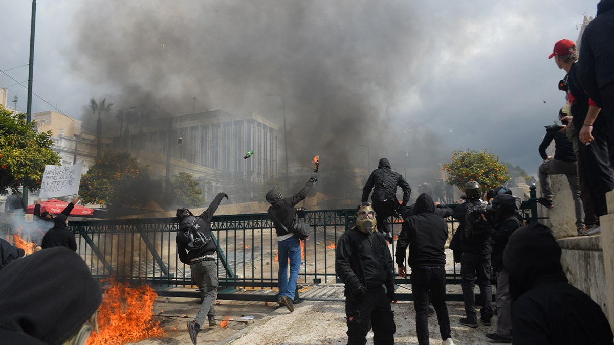 Violence erupts at protest in Greece