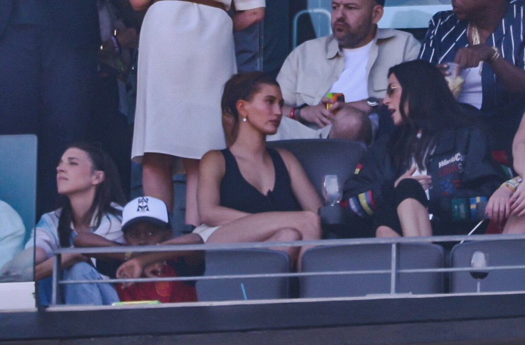 Hailey Bieber, Jay-Z, and Beyonce attend the 2026 World Cup final