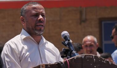 Ismail al-Thawabta, general director of the Hamas-run government media office, speaks during a press conference at Al-Aqsa Hospital in Deir al-Balah, central Gaza Strip, Monday, July 6, 2026. (AP Photo/Jehad Alshrafi)