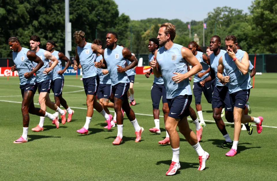 England training at the World Cup.