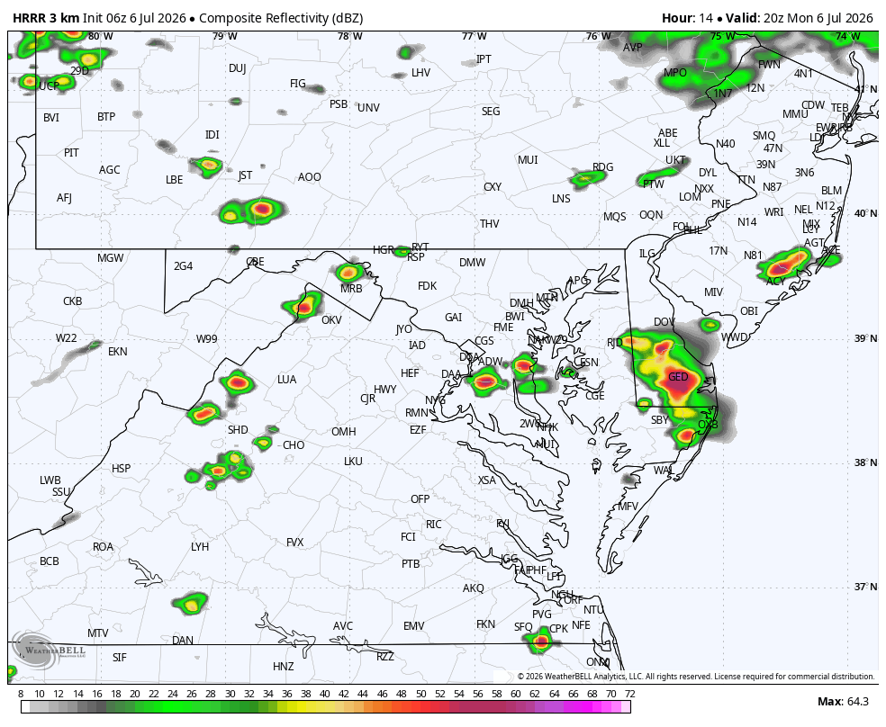 July 6 weather forecast radar Monday
