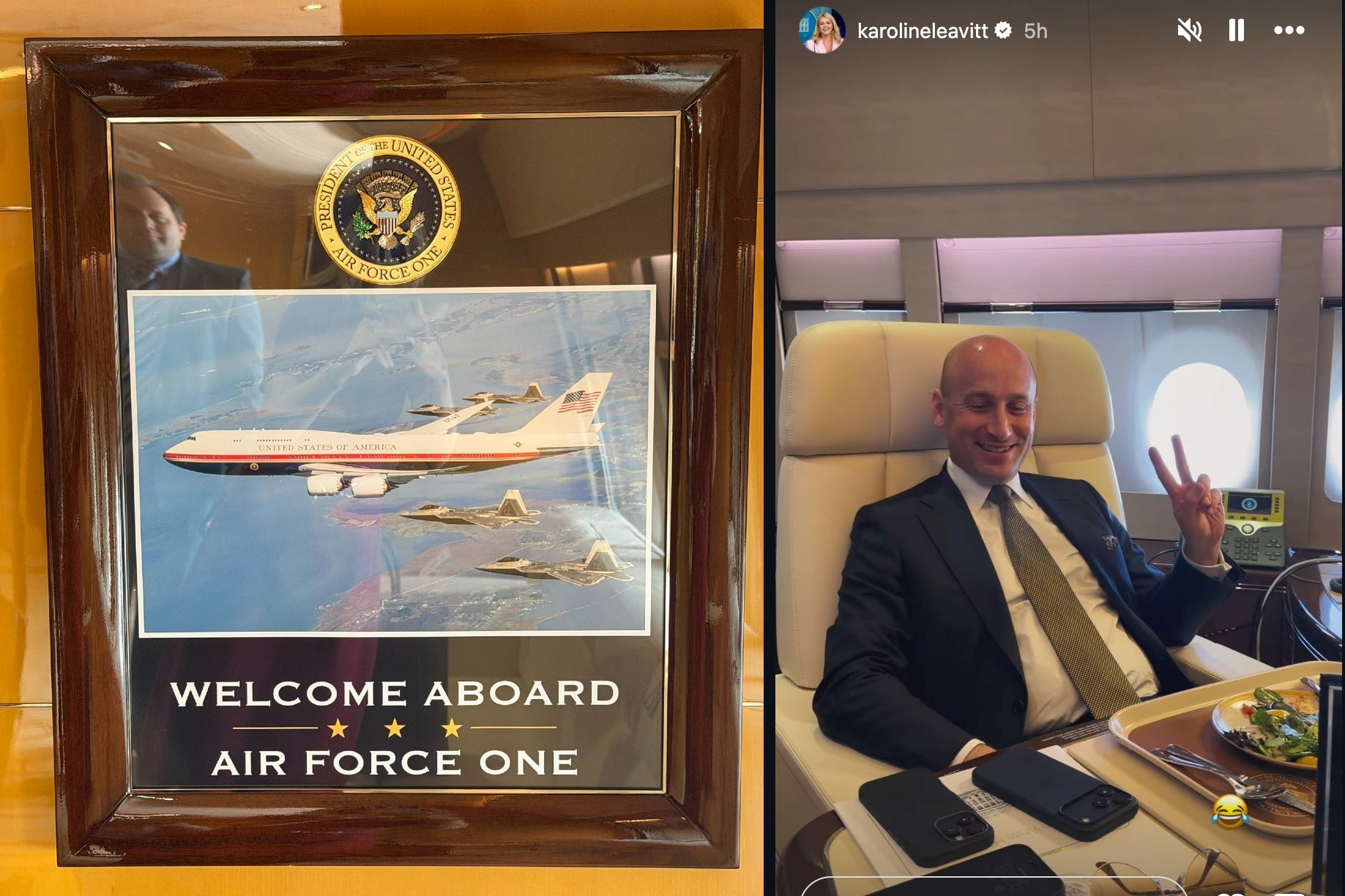 Trump administration members took their first flight on the new, Qatar-gifted Air Force One on Wednesday, as the president headed to North Dakota for an event