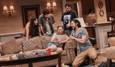 1. Jewish friends reminisce in "Birthright" a new play at the MCC Theater in Manhattan. (Emilio Madrid)