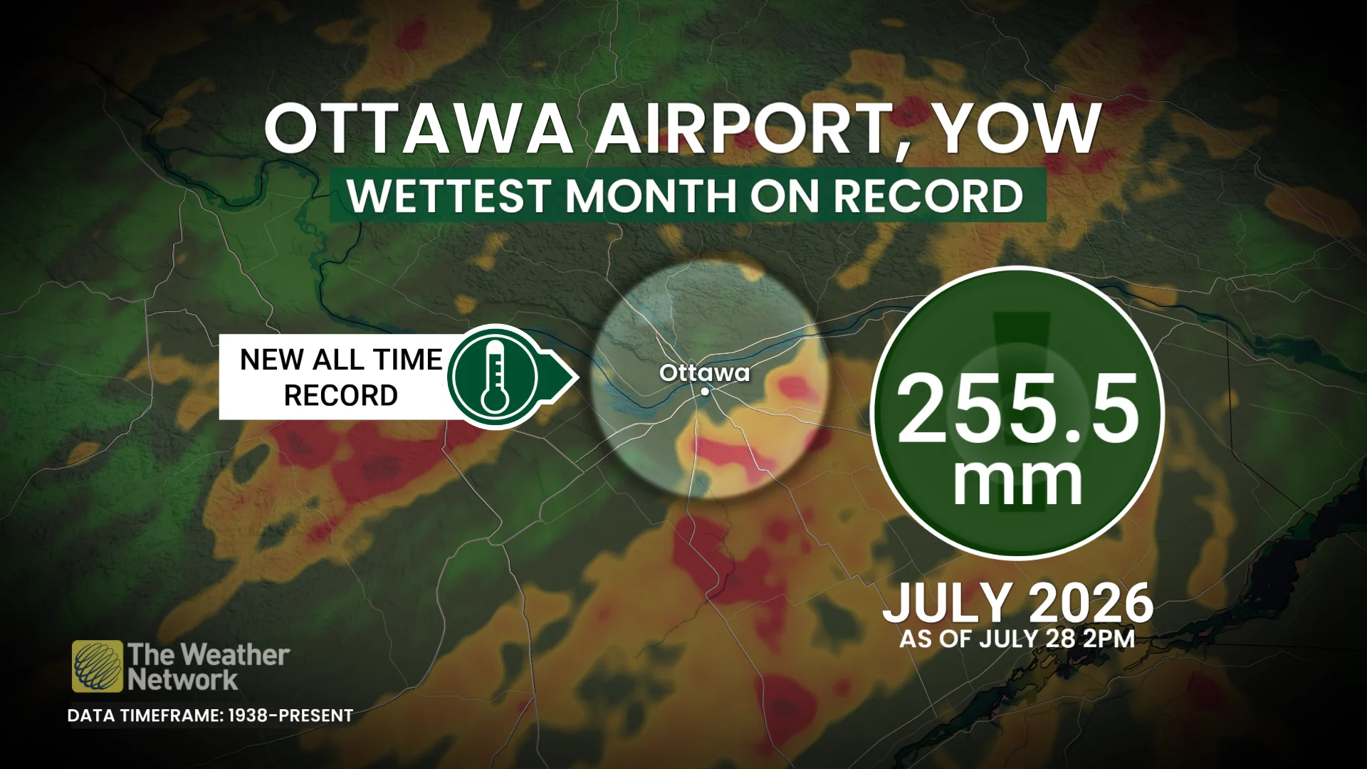 Ottawa airport wettest month on record July 2026