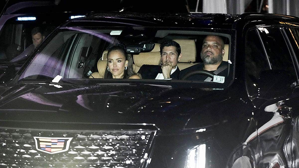 Jessica Alba and Danny Ramirez leave Taylor Swift and Travis Kelce's wedding in back of car