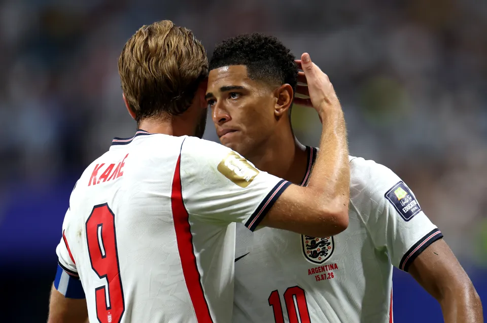 Jude Bellingham consoled by Harry Kane