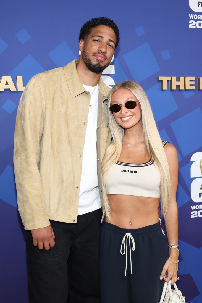 Tyrese Haliburton and Jade Jones attend the 2026 World Cup Final