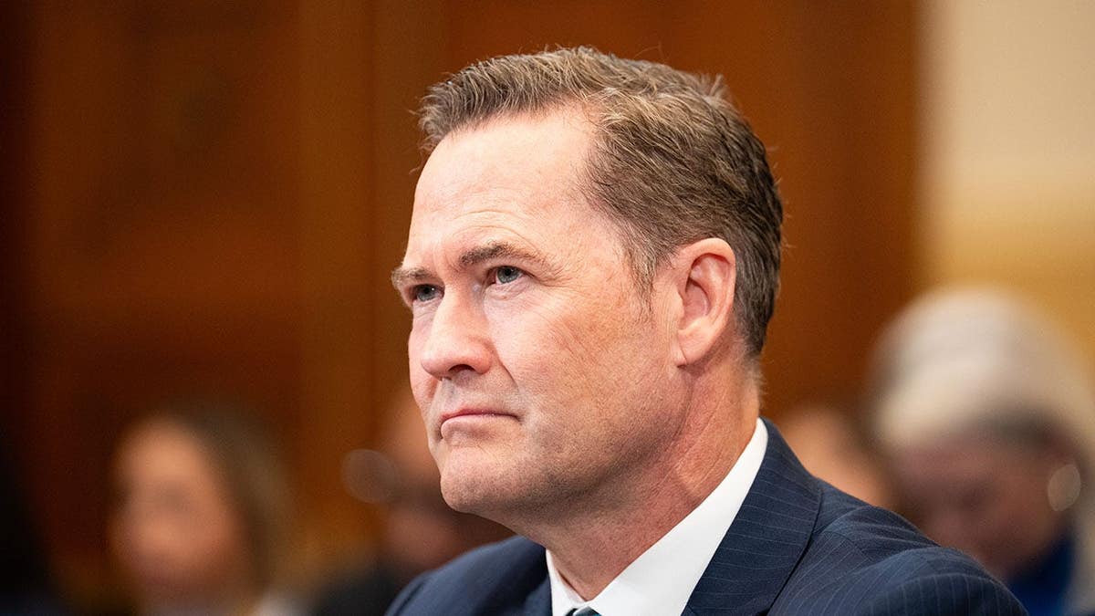 Michael Waltz testifies at a House Foreign Affairs hearing on Capitol Hill.
