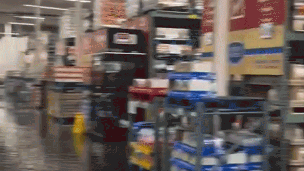 BJ's store flooded with debris everywhere after part of the roof collapsed