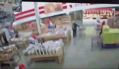 Warehouse shoppers dodge disaster when roof gives way during savage storm