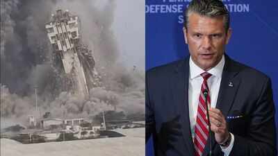 US war secy Pete Hegseth shares photo of Chabahar port tower collapsing amid strikes in Iran