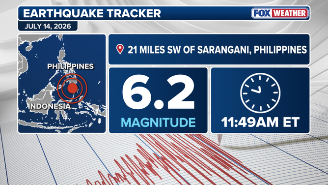 Magnitude 6.2 earthquake strikes off the coast of southern Philippines