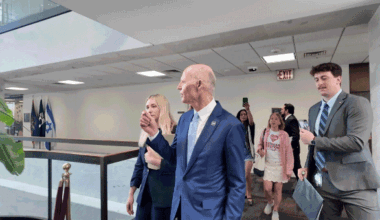 Rick Scott confronted by CodePink over Gaza, Iran and Cuba policies