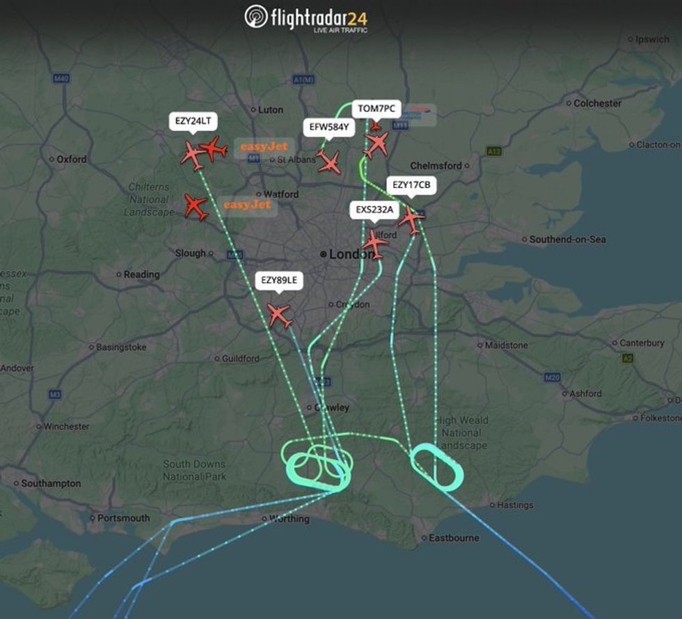 Several flights declaring emergencies as they fly around London Gatwick