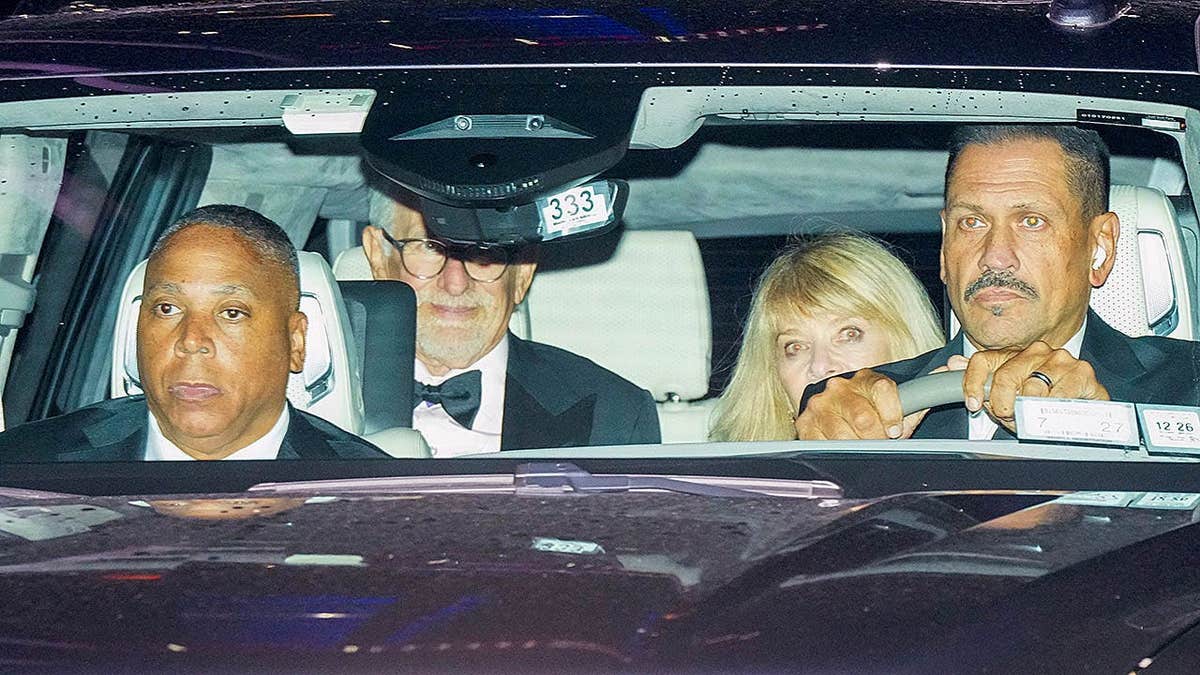Steven Spielberg leaves Taylor Swift and Travis Kelce's wedding in back of car