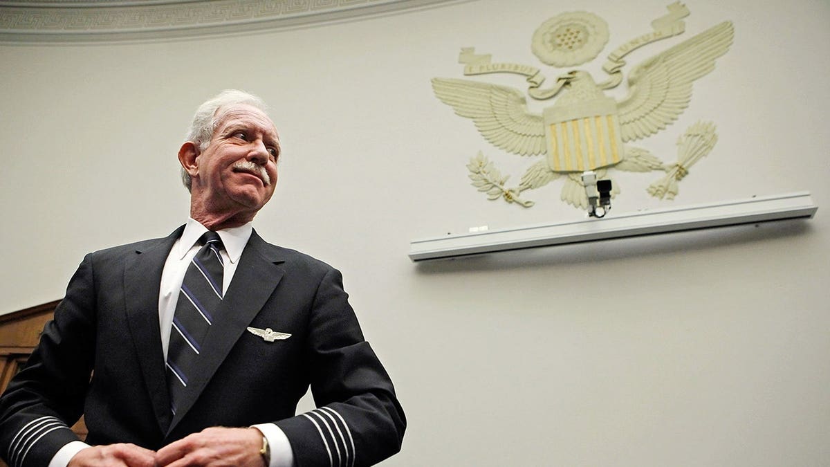 Chesley Sullenberger sits before the House Judiciary Committee on Capitol Hill.