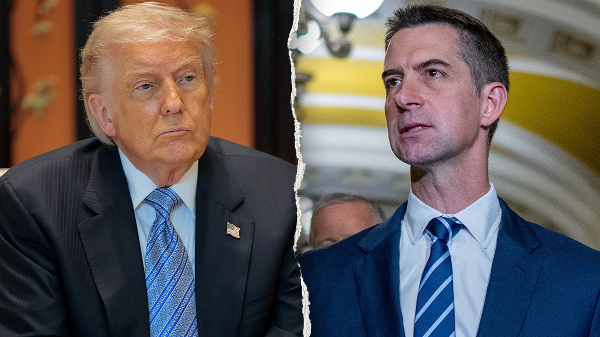 President Donald Trump and Sen. Tom Cotton, R-Ark., split