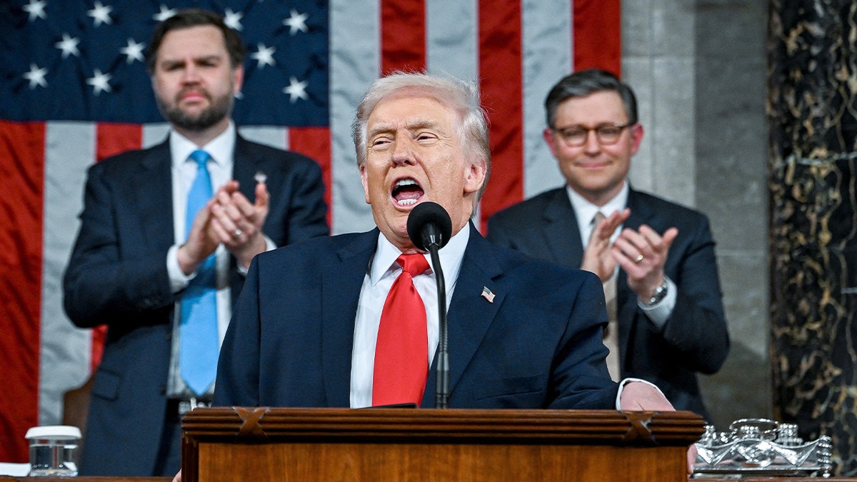 President Donald J. Trump addresses a joint session of Congress from the House Chamber during his annual speech outlining administration priorities.