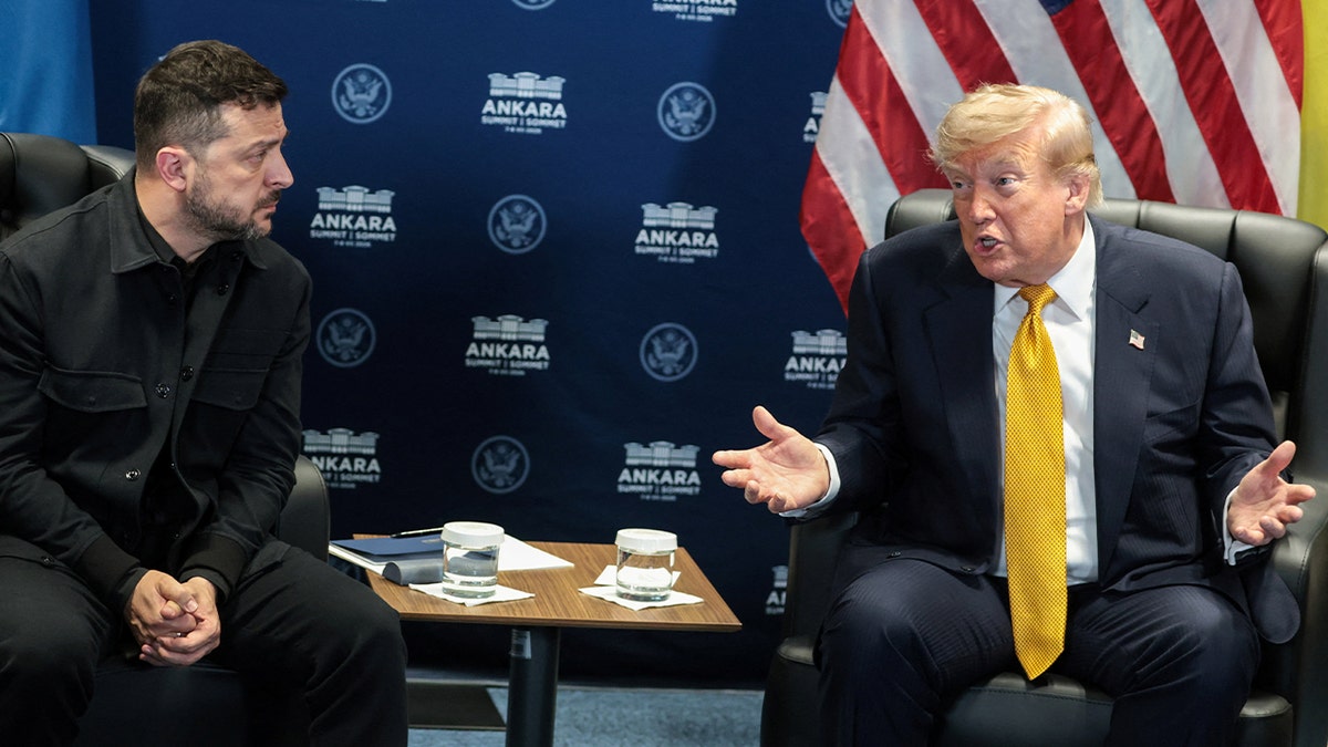 U.S. President Donald Trump holds a bilateral meeting with Ukrainian President Volodymyr Zelenskyy alongside the NATO leaders summit at the Bestepe Presidential Compound, in Ankara, Turkey, July 8, 2026.