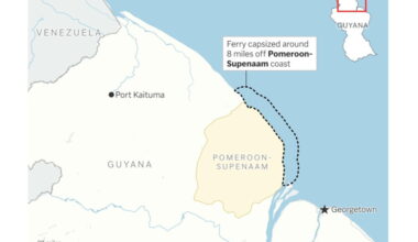 Dozens missing in Guyana after a carrying 133 passengers sinks off the coast