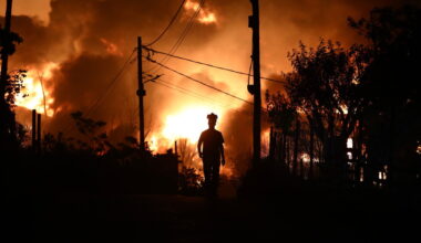 Wildfire rages close to the Greek city of Thessaloniki