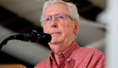 Sen. Mitch McConnell says a fall led to his hospitalization