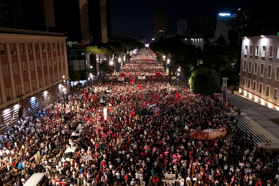Albanians protest against the government and corruption for a 35th night in a row
