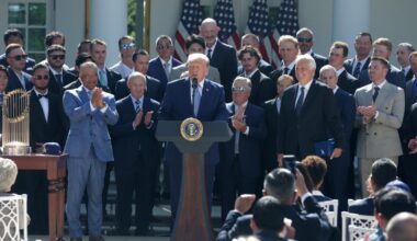 Dodgers visit Trump at White House to celebrate World Series win