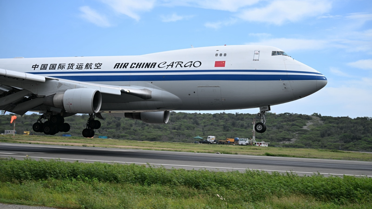 An Air China-branded plane lands at Simon Bolivar Airport