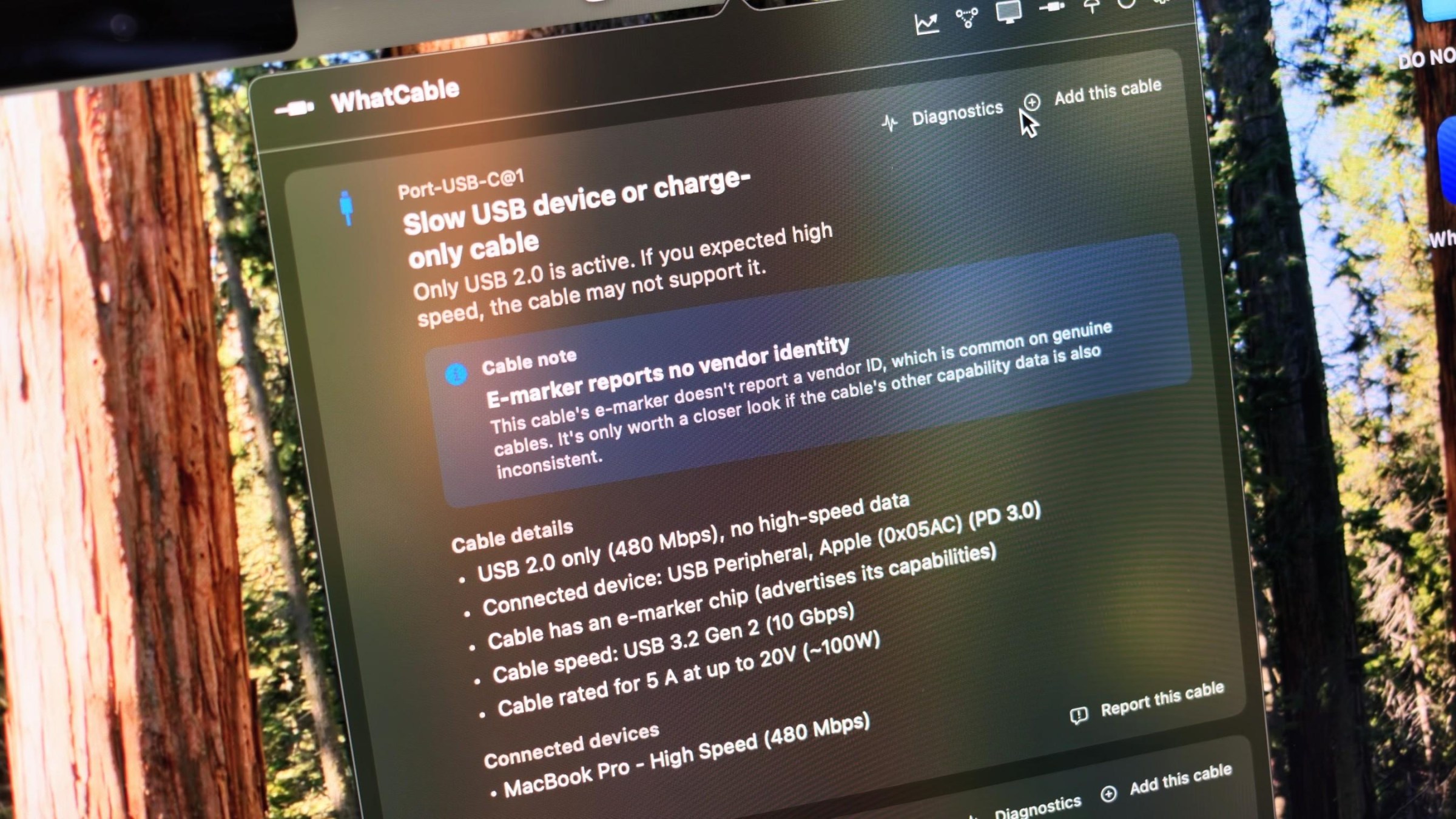“Slow USB device or charge-only cable.”