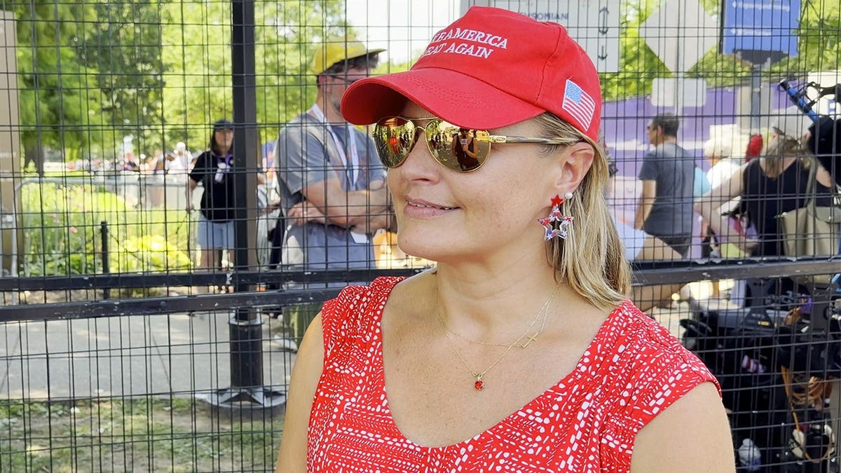 Attendee of state fair in patriotic gear