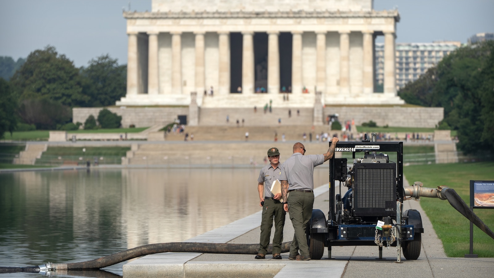 Crews draining the Lincoln Memorial Reflecting Pool again as part of troubled revamp
